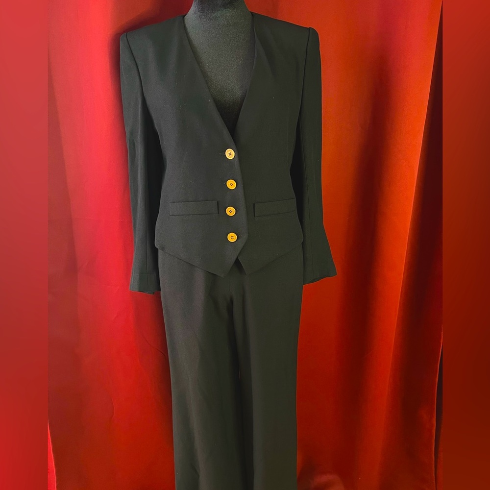 Boss Lady Black Pants Suit made in France by Sonia Rykiel